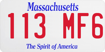 MA license plate 113MF6