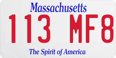 MA license plate 113MF8