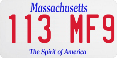 MA license plate 113MF9