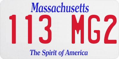 MA license plate 113MG2