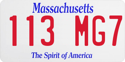 MA license plate 113MG7