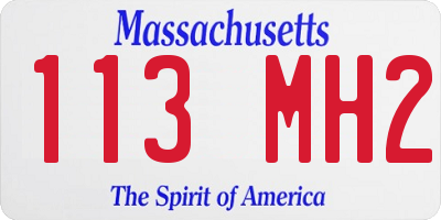 MA license plate 113MH2