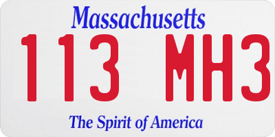 MA license plate 113MH3