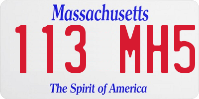 MA license plate 113MH5