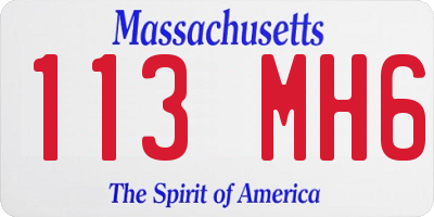 MA license plate 113MH6