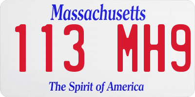 MA license plate 113MH9