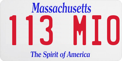 MA license plate 113MI0