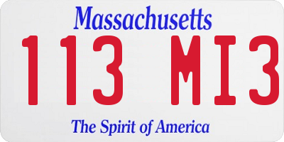 MA license plate 113MI3