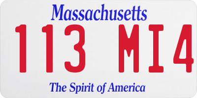 MA license plate 113MI4