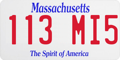 MA license plate 113MI5