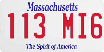 MA license plate 113MI6