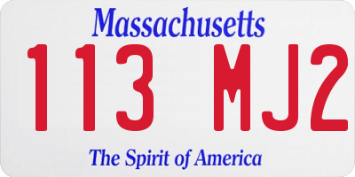MA license plate 113MJ2