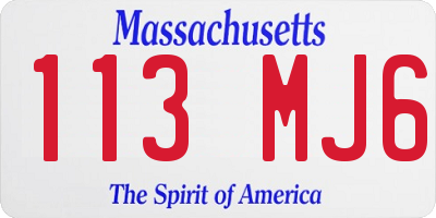 MA license plate 113MJ6