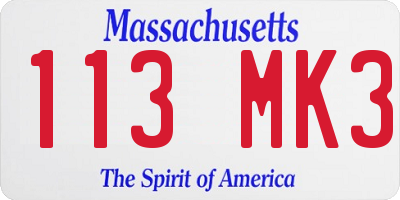 MA license plate 113MK3