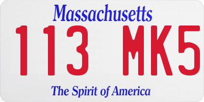 MA license plate 113MK5
