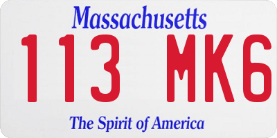 MA license plate 113MK6