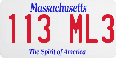 MA license plate 113ML3
