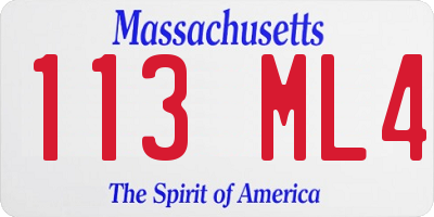 MA license plate 113ML4