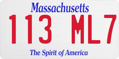 MA license plate 113ML7