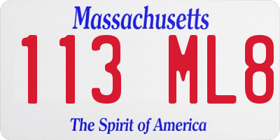 MA license plate 113ML8
