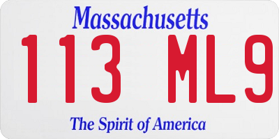 MA license plate 113ML9