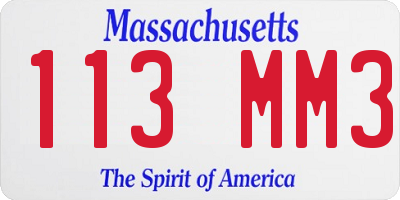 MA license plate 113MM3