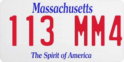 MA license plate 113MM4