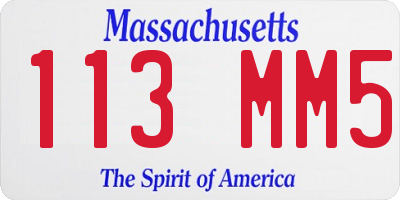 MA license plate 113MM5