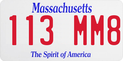 MA license plate 113MM8