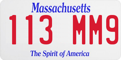 MA license plate 113MM9