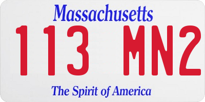 MA license plate 113MN2