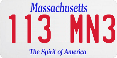 MA license plate 113MN3