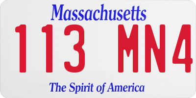 MA license plate 113MN4