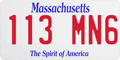 MA license plate 113MN6
