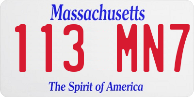 MA license plate 113MN7