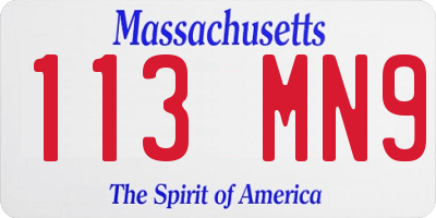 MA license plate 113MN9