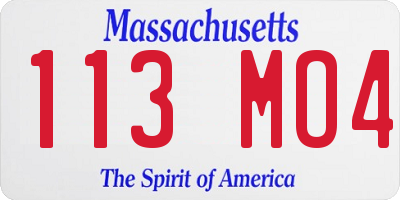 MA license plate 113MO4