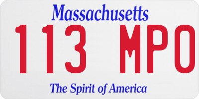 MA license plate 113MP0