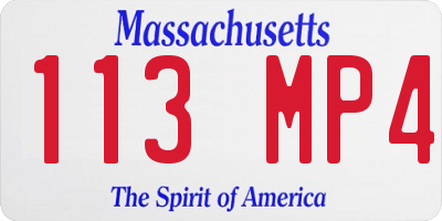MA license plate 113MP4