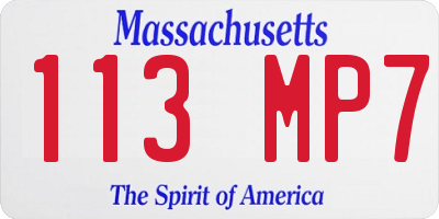 MA license plate 113MP7