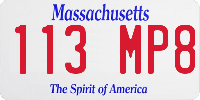 MA license plate 113MP8