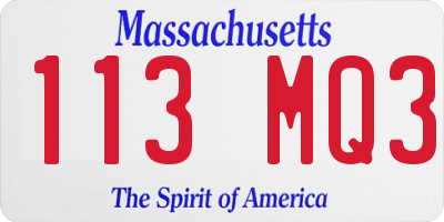 MA license plate 113MQ3