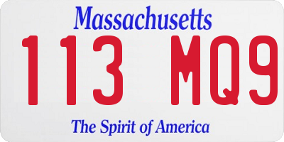 MA license plate 113MQ9
