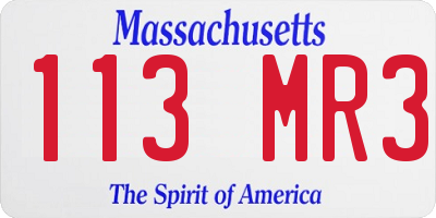 MA license plate 113MR3