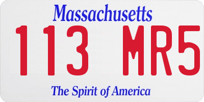 MA license plate 113MR5