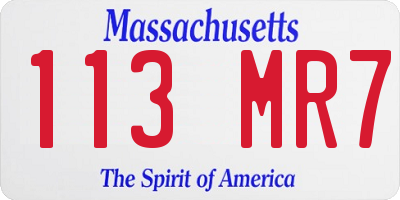 MA license plate 113MR7