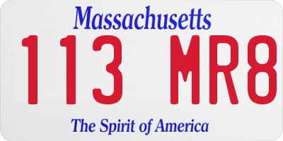 MA license plate 113MR8