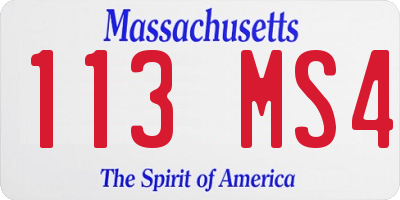 MA license plate 113MS4