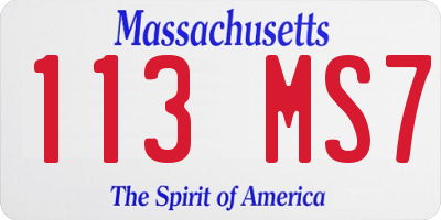 MA license plate 113MS7