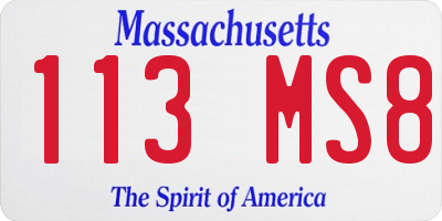 MA license plate 113MS8